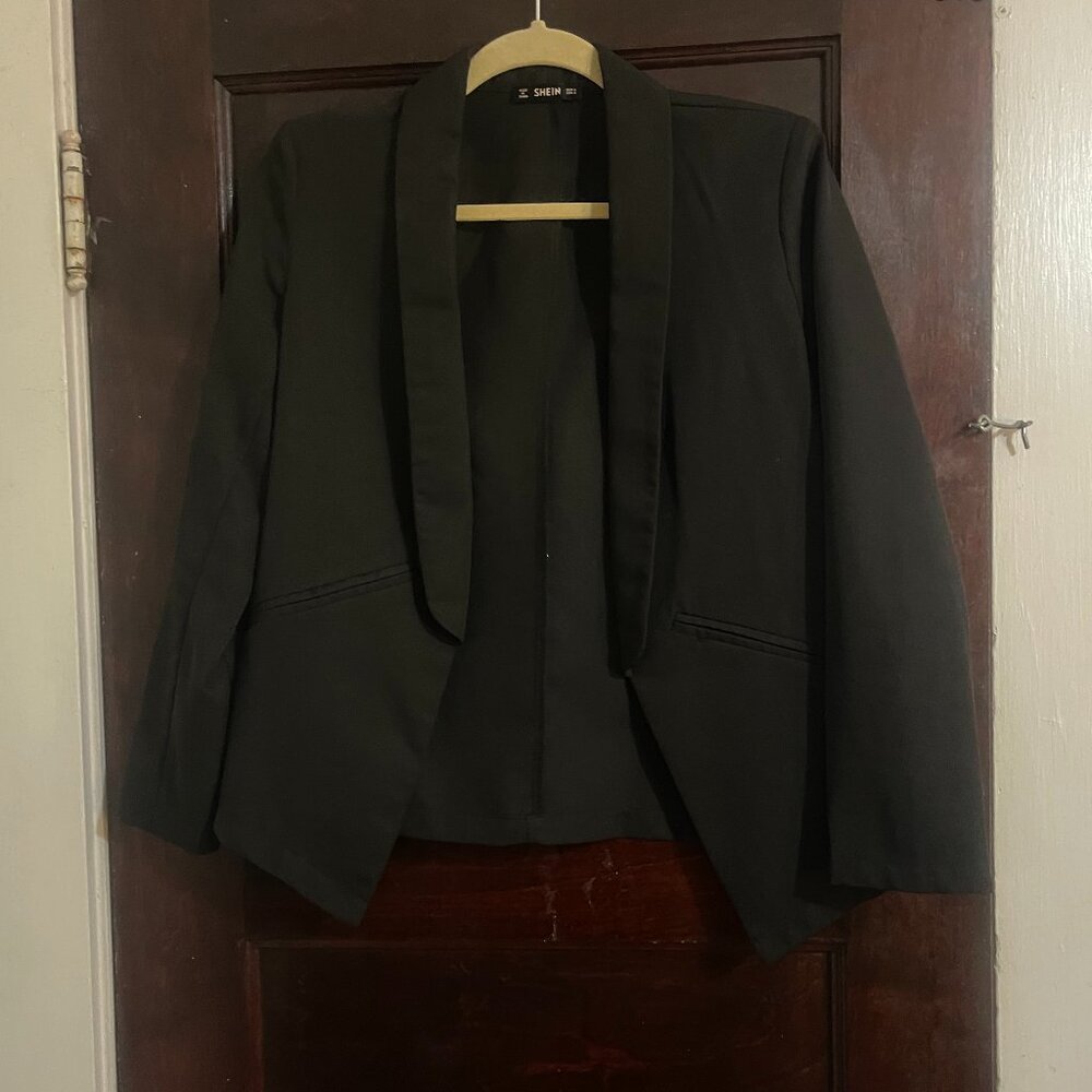 Black Tuxedo Jacket - Black Blazer with Satin Lapels - Size S - Suit Jacket